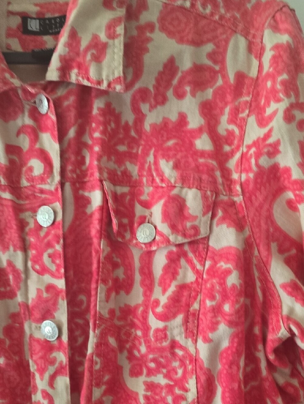 Carole Little Coral Paisley-Print Denim Jacket - Picture 4 of 8